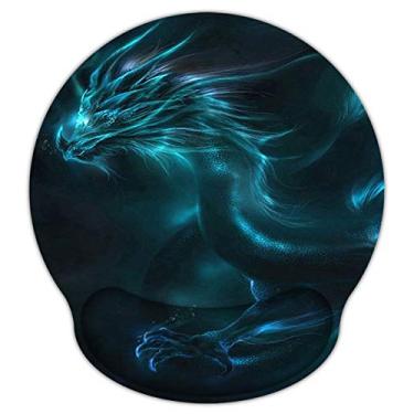 Imagem de Meffort Inc Mouse pad com suporte para descanso de pulso e base antiderrapante, mousepad ergonômico durável para jogos - design de dragão azul