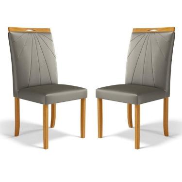 Imagem de Kit Com 2 Cadeiras Maiara Madeira Maciça Estofadas Para Mesa De Jantar Veludo Chumbo 109