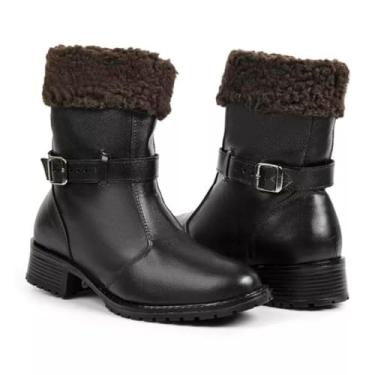 Imagem de Bota Feminina de Inverno em Couro Forrada com Lã Impermeável - Zurique (Preto, BR, Adulto, Numérico, 40)