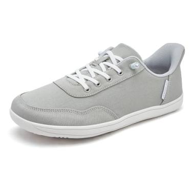 Imagem de HOBIBEAR Tênis masculino sem cadarço, confortável, largo, minimalista, de lona, Cinza, 11 Wide Women/10 Wide Men