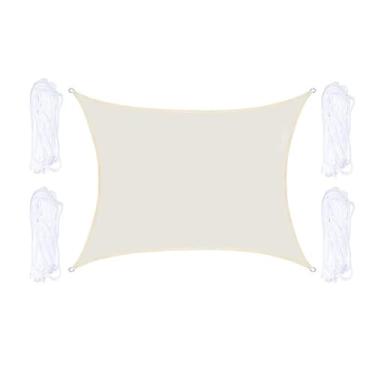 Imagem de IEUDNS Vela de sombra para áreas externas, toldo curvo portátil, fácil de usar, toldos de sol, cobertura de tecido para parque, pátio, gramado, praia, áreas, Bege