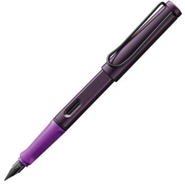 Imagem de LAMY Caneta-tinteiro violeta-preta safári com aderência ergonômica e ponta de aço polido no tamanho M - ideal para qualquer escrita e caligrafia - incluindo cartucho azul Lamy T 10 - Destro