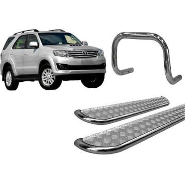 Imagem de Kit Estribo Chapa+quebra Mato S/ Barra Cromado Sw4 Até 2015 - HOZZ