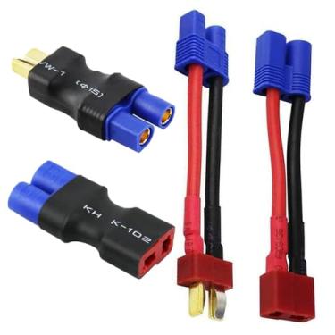 Imagem de Wmzjnljy 4 peças EC3 para T conectores fêmeas macho adaptador conector RC carregador ESC com fio de 5 cm 14awg (W84-4)