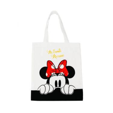 Imagem de Bolsa Sacola Branca Retangular Rosto Minnie 40x33cm - Disney