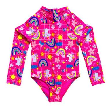 Imagem de Maiô Meninas Manga Longa Infantil Bebe Com Proteção Uv50 Maio - Anj Mo