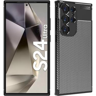 Imagem de Capa Case Fibra de Carbono Anti Impacto para Samsung Galaxy S24 Ultra - Capinha Protetora Leve e Dur�vel (Preta)