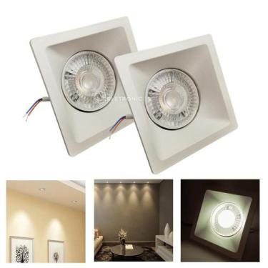 Imagem de Kit 2 Spot Luz LED De Embutir Modelo Quadrado Luz Branco Morno 4500K 6
