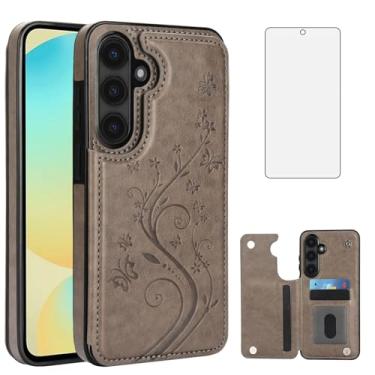 Imagem de Asuwish Capa de telefone para Samsung Galaxy S24 FE 5G com protetor de tela de vidro temperado e suporte de cartão capa carteira suporte flip acessórios de celular de couro S 24 EF S24FE 24S capas