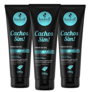 Imagem de kit 3 Gel Hidratante Haskell Cachos Sim Definição e Nutrição 240 ML