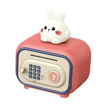 Imagem de Generic Cofrinhos eletrônicos com senha para decoração de casa, desenho animado com interruptor de idioma, banco de dinheiro, caixa eletrônico, banco de, Coelho Rosa