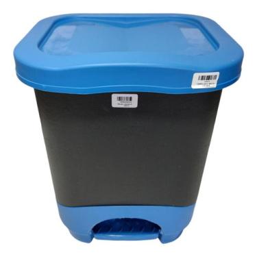 Imagem de lixeira de cozinha com pedal e cesto removivel de 8 litros azul - lar 