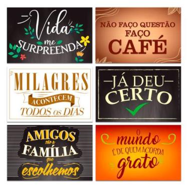 Imagem de Kit 6 Placas Decorativas Frase Motivacional Família 20x30 cm - Art Pri