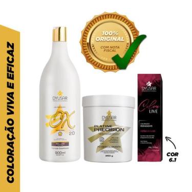 Imagem de Kit Pó Descolorante de 250 g + Ox de 20 vol + Coloração 6.1 - DYUSAR C