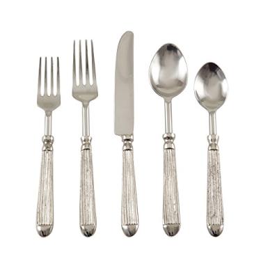 Imagem de SARO LIFESTYLE Talheres de aço inoxidável com design canelado – Conjunto de 5, 9 x 26,6 cm, prata