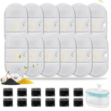 Imagem de HYXUVUV 24 peças de filtros de substituição de fonte de água para gatos, compatíveis com PETLIBRO 2,012.8 g/2,1L cápsula pet fonte PLWF002-pacote com 12 filtros de fonte de água e 12 pacotes de