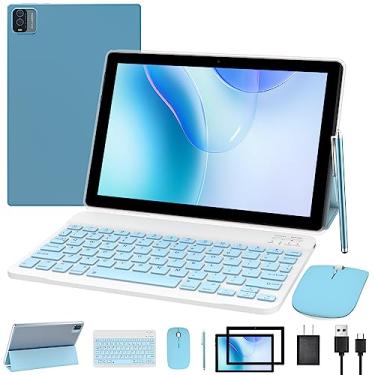 Imagem de NOVOJOY Tablet 2 em 1 com teclado, tablet Android, tablets de 10 polegadas, inclui capa para mouse Stylus 5G-WiFi-6 128GB ROM + 6GB RAM 10 polegadas IPS 8MP câmera 6000mAh bateria 10,1 polegadas FHD