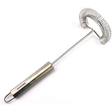 Imagem de Batedor de ovo em aço inoxidável com mola HelixSpring, batedor de espuma, espumador de ovo, leite e batedor de ovos – utensílios de cozinha para misturar, bater, bater, mexer, molhar mágico de mão Stirrer Frother 10", Stainless Steel, Large Whipper, 1
