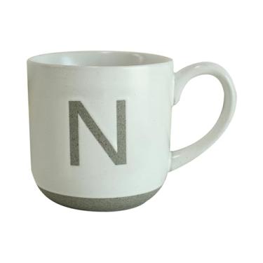 Imagem de COLLECTIVE HOME - Caneca de cerâmica, design de letra maiúscula, textura de arenito fosco, minimalista e elegante, 425 g, perfeita para presentes personalizados (N)