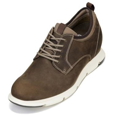 Imagem de CALTO Tênis masculino invisível que aumenta a altura – cadarço de couro premium casual Derby – 8,3 cm mais alto, Marrom café, 39