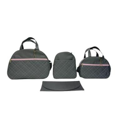 Imagem de Kit bolsa maternidade Encanto Xadrez Hyno Kids, Chumbo feminino