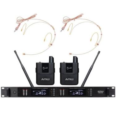 Imagem de AMW BU400 v2 Microfone sem fio Duplo Auricular Digital UHF Rack + Esto