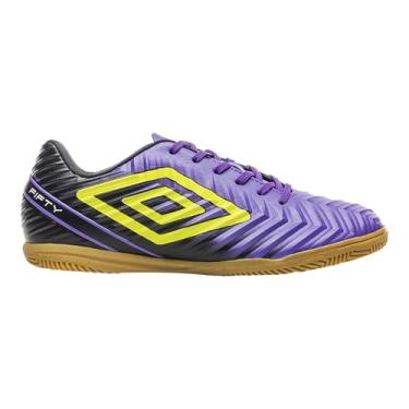 Imagem de Chuteira Umbro Futsal Fifty V, Cabedal Sintético, Solado Antiderrapante (Roxo e Preto, BR, Adulto, Numérico, 43)