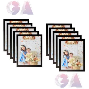 Imagem de Kit 10 Porta Retrato 20x25 Moldura Preto Para Fotos e Decoração - GA Q