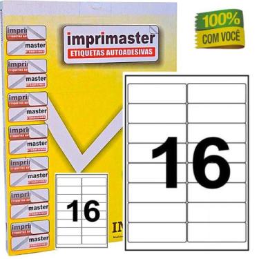 Imagem de Etiquetas Adesivas Imprimaster A4 -  99,1mm X 34mm - 16 Etiquetas folh