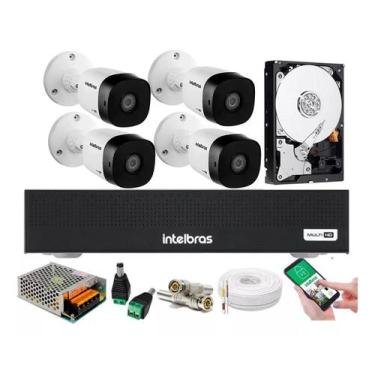 Imagem de Kit 4 câmeras Intelbras 20metros completo alta definição