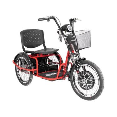 Imagem de Triciclo Elétrico Duos Confortável para Adultos Motor 800w, Vermelho