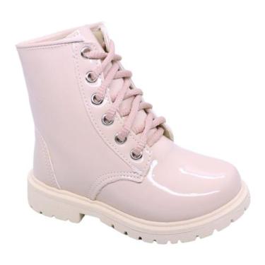 Imagem de Bota Coturno Verniz Infantil Feminino Cano Curto Tratorado - Nenê Baby