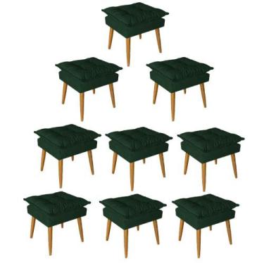 Imagem de Kit 09 Puff Puf Banqueta Opala Para Quarto Sala Recepção Suede Verde -