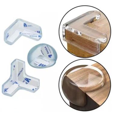 Imagem de Kit com 8 Protetores de Quina em Silicone para Canto Escada Móveis Cui