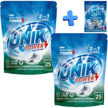 Imagem de 2x Detergente Lava Louça Pastilha Unik Power + Pastilha Lava Máquina U