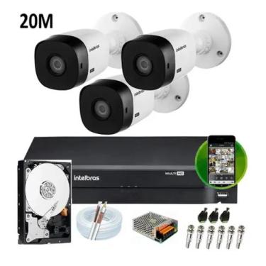 Imagem de Kit 3 Camera Intelbras segurança monitoramento completo