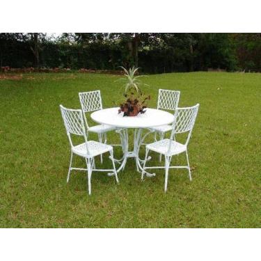 Imagem de Conjunto de Mesa Para Jardim Bambu com Mesa 1,10 M em Alumínio Fundido