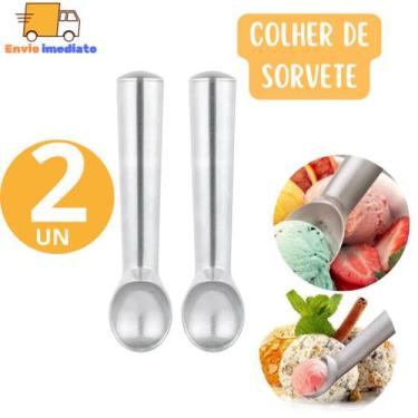 Imagem de Kit 2 Colher Boleador Concha Para Sorvete ou Açaí  Pegador De Sorvete 