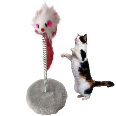 Imagem de Arranhador Gato Pet Ratinho Mola Guizo Felino Animal de Estimaçao Brinquedo Interativo Pelucia Macio Entretenimento Diversao Lazer