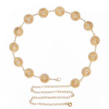 Imagem de Cinto de corrente plus size para mulheres, cinto de corrente de metal feminino correntes de cintura de barriga, corrente extra longa, corrente de cinto grosso ajustável de 117 cm (dourado, estilo