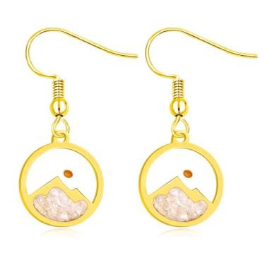 Imagem de Vivaday Brinco de aço inoxidável em forma de semente de mostarda e montanha | Joias cristãs inspiradas em Deus para mulheres | Brincos de versículo bíblico de Mateus 17:20 Faith Can Move Mountains |