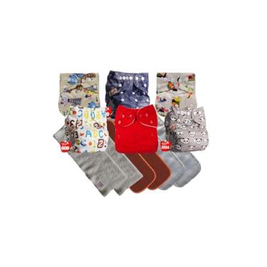 Imagem de Fraldas Ecológicas Reutilizáveis Happy Flute - Kit 6 Fraldas + 6 Absorventes UNISSEX