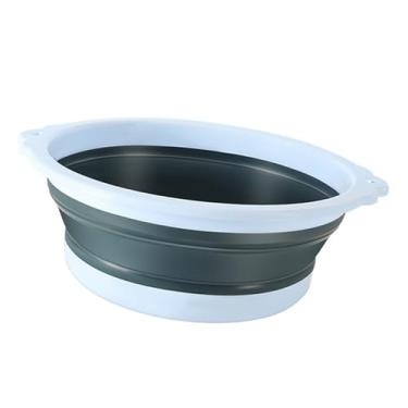 Imagem de Bacia de Lavagem Dobrável, Pia Dobrável Ao Ar Livre, Banheira, Lavatório, Cesta de Lavagem Redonda para Lavar Roupas, Dormitório, Lavanderia, Viagem, (Tamanho grande)