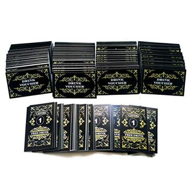 Imagem de RXBC2011 100 bilhetes de bebida grátis cupons para uma bebida grátis, casamento, Halloween, trabalho, evento, festa, bar, pacote, Preto, 500PCS