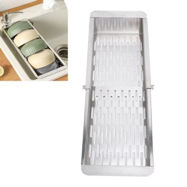 Imagem de Rack Secador Prato Pia, Escorredor Prato Retrátil Aço Inoxidável que Economiza Espaço, Rack Secador Prato Pia Eficiente para Bancada Cozinha, Utensílios Cozinha Frutas e Vegetais