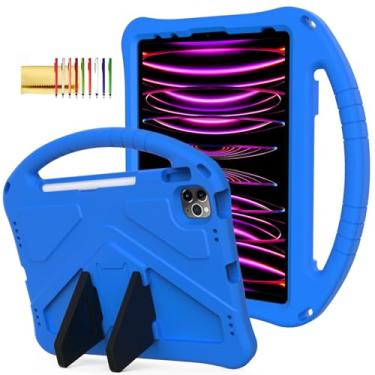 Imagem de Techcircle Capa infantil para iPad Pro de 11 polegadas 2022/2021/2020/2018, iPad Air 5ª/4ª geração com suporte para lápis, leve à prova de choque, alça de espuma vinílica acetinada, antiderrapante,
