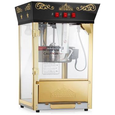 Imagem de Pipoqueira Elétrica de Bancada Estilo Cinema com Chaleira de 295g e Capacidade 4L, 850w, Olde Midway Vintage, Preta