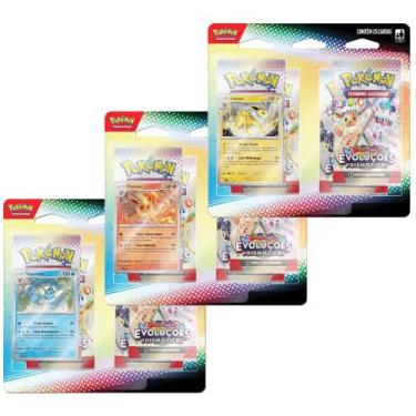 Imagem de Kit 3 Quádruplo Pack Pokémon Evoluções Prismáticas EV8.5 Português Lan