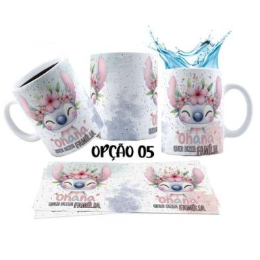 Imagem de Caneca 325ml Lilo Stitch Ohana quer dizer família Fofo - LARANJA E MIM