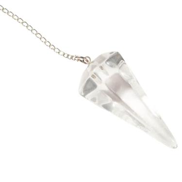 Imagem de Pêndulo de Cristal de Quartzo Transparente Natural - Ferramenta para Radiestesia, Energização e Meditação, Ideal para Práticas Holísticas e Alinhamento Energético